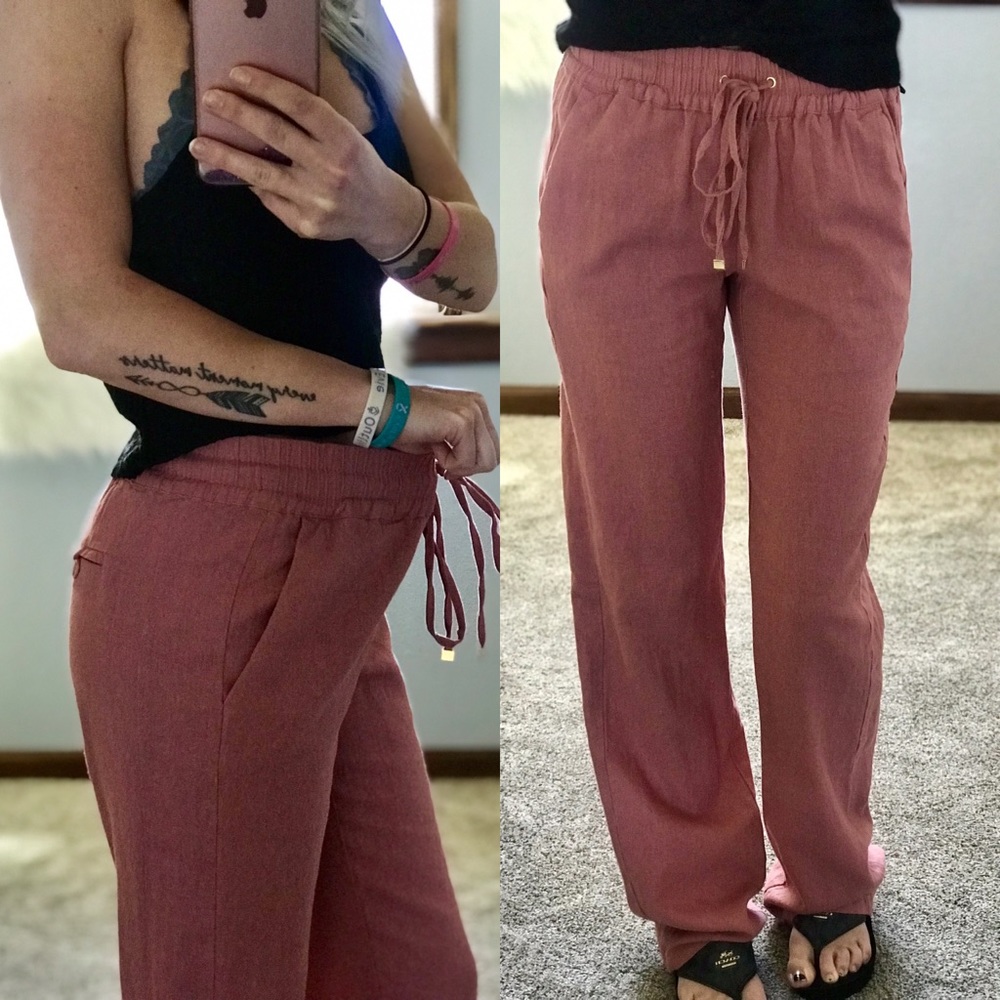 Linen Pants in Rose